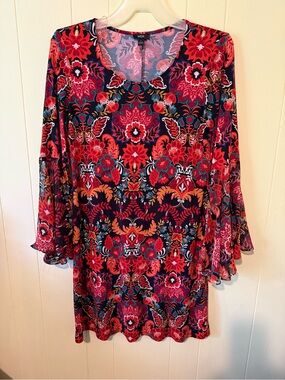 MSK Floral Dress With Bell Sleeves